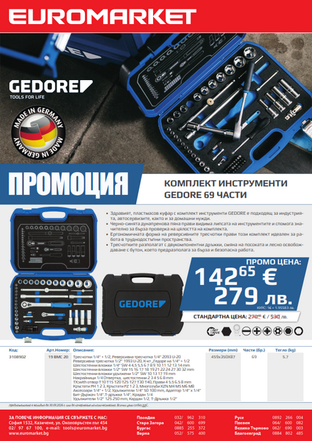 Промоция на GEDORE - комплект инструменти от 69 части 