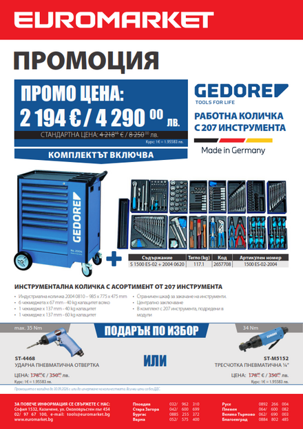 Промоция на Работна количка GEDORE с 207 инструмента